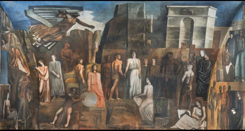 109-L’Italia tra le Arti e le Scienze (1935; affresco, 140 mq; Roma, Roma, Aula magna dell’Università La Sapienza)  